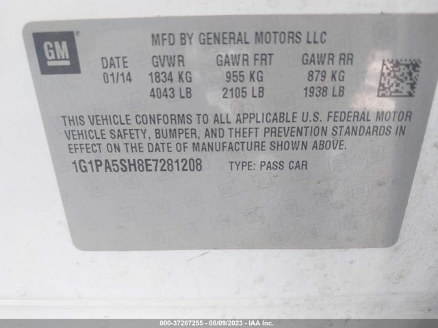Chevrolet CRUZE LS 2014 1G1PA5SH8E7281208 Image 10
