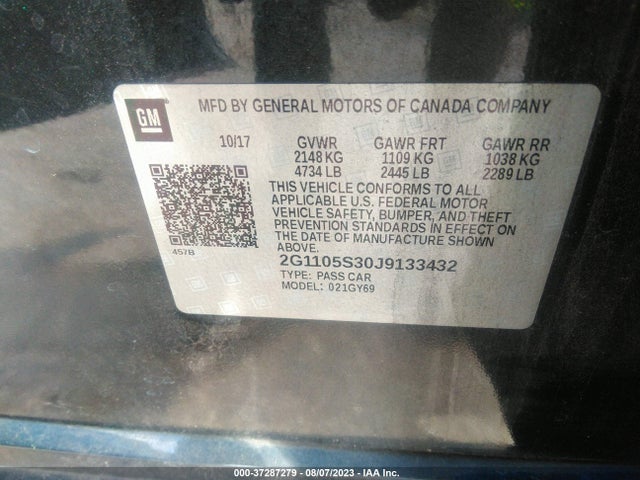 Chevrolet IMPALA LT 2018 2G1105S30J9133432 Image 9
