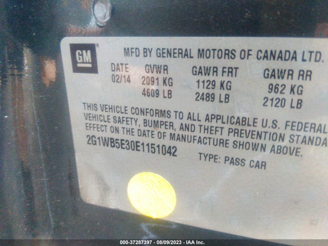 Chevrolet Impala Limited Lt 2014 2G1WB5E30E1151042 Image 9