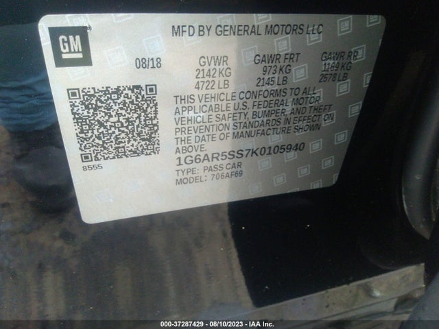 1G6AR5SS7K0105940 Cadillac Cts Sedan Luxury Rwd