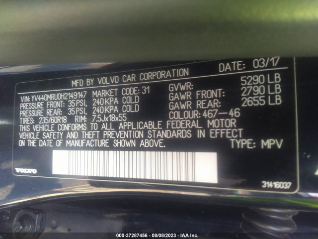 YV440MRU0H2149147 Volvo Xc60 T5 Inscription