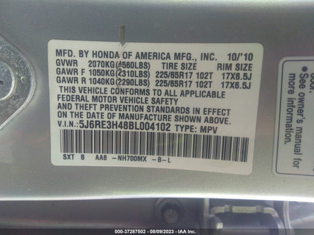 2011 HONDA CR-V SE VIN: 5J6RE3H48BL004102