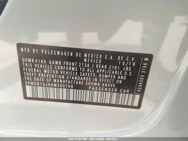 3VWDB7AJ6HM260758 Volkswagen Jetta 1.4t Se