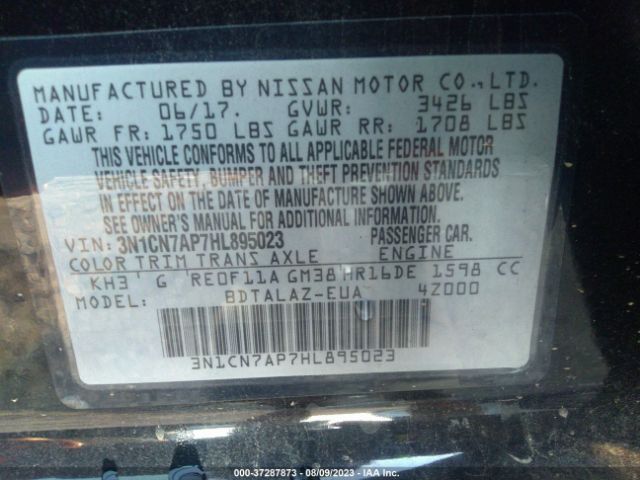 3N1CN7AP7HL895023 Nissan Versa Sedan S Plus