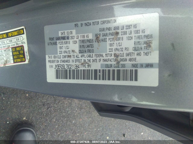 2008 MAZDA CX-7 SPORT VIN: JM3ER29L780211364