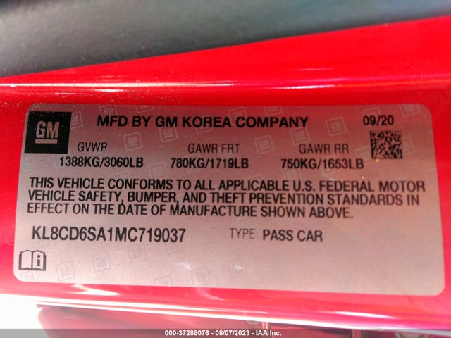 Chevrolet SPARK 1LT 2021 KL8CD6SA1MC719037 Image 9