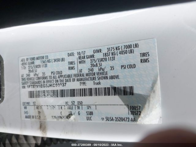 1FTEW1EG3JKC50337 Ford F-150 Xl/xlt/lariat