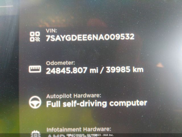 7SAYGDEE6NA009532 Tesla Model Y Long Range