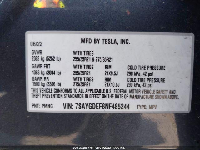 7SAYGDEF8NF485244 Tesla Model Y Performance