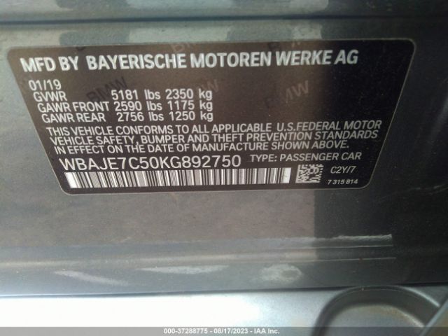 WBAJE7C50KG892750 BMW 5 Series 540i Xdrive