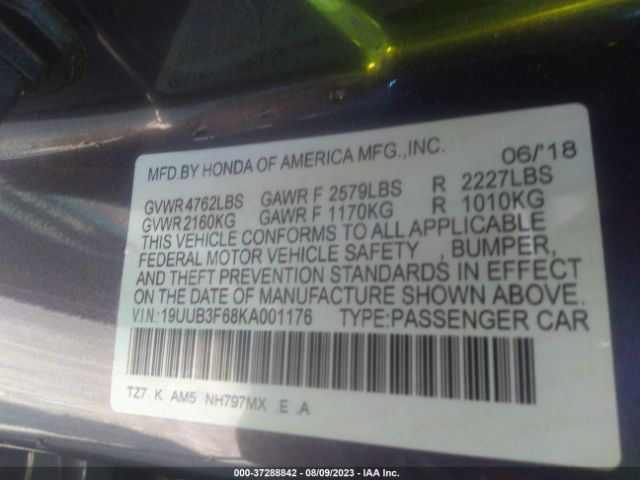 19UUB3F68KA001176 Acura Tlx Tech & A-spec Pkgs