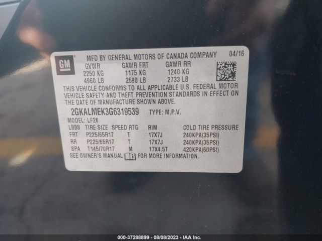 2GKALMEK3G6319539 GMC Terrain Sle