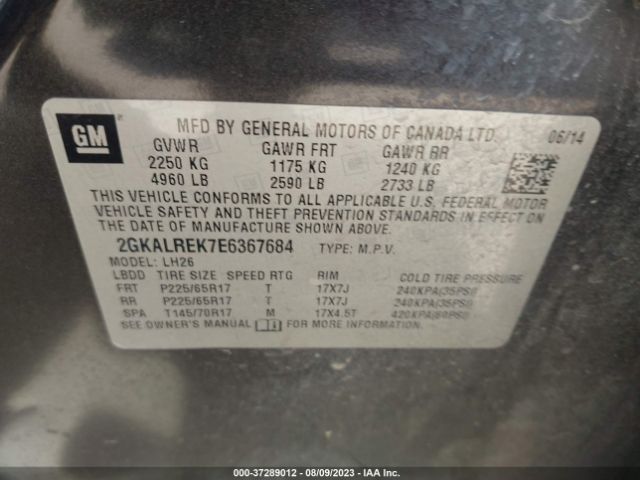 2GKALREK7E6367684 GMC Terrain Sle