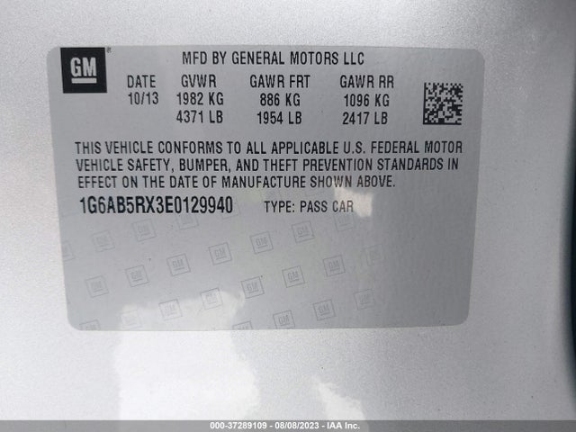 1G6AB5RX3E0129940 Cadillac Ats Luxury Rwd