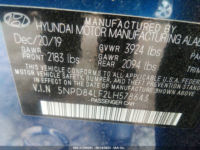 Hyundai ELANTRA SEL 2020 5NPD84LF2LH578643 Image 15
