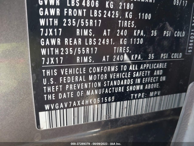 WVGAV7AX4HK051569 Volkswagen TIGUAN