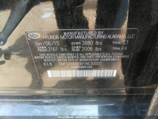 Hyundai Elantra Limited 2015 5NPDH4AE6FH630001 Image 9