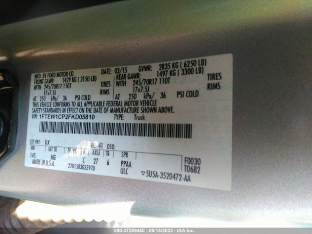 1FTEW1CP2FKD05810 Ford F-150 Xl/lariat/xlt