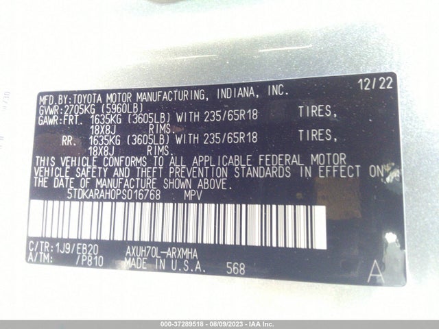 Toyota HIGHLANDER HYBRID 2023 5TDKARAH0PS016768 Image 9