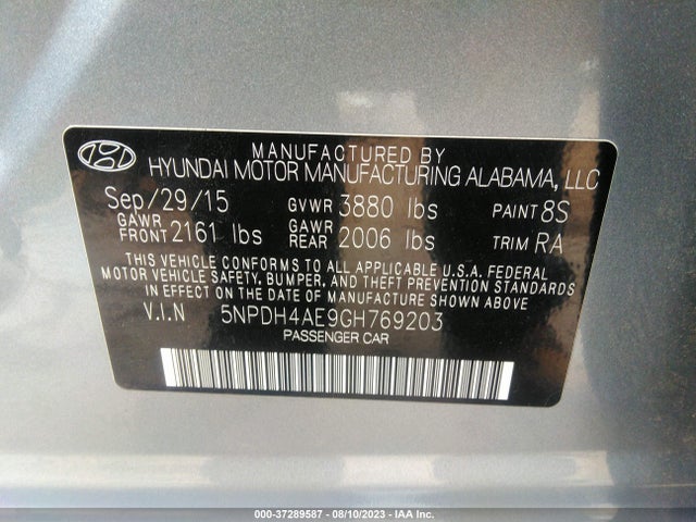Hyundai ELANTRA SE 2016 5NPDH4AE9GH769203 Image 15