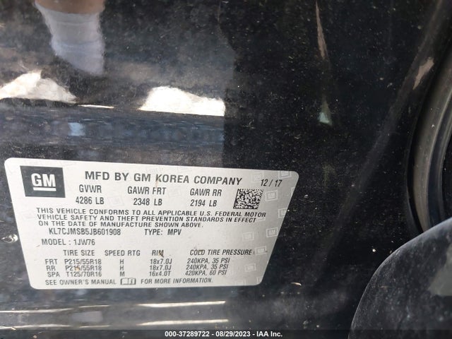 Chevrolet Trax Premier 2018 KL7CJMSB5JB601908 Image 9