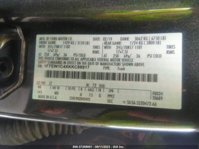 1FTEW1C4XKKC88917 Ford F-150 Xlt