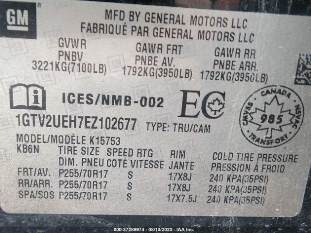 1GTV2UEH7EZ102677 GMC Sierra 1500 Sle
