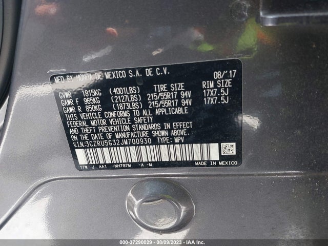 Honda HR-V LX 2018 3CZRU5G32JM700930 Image 9