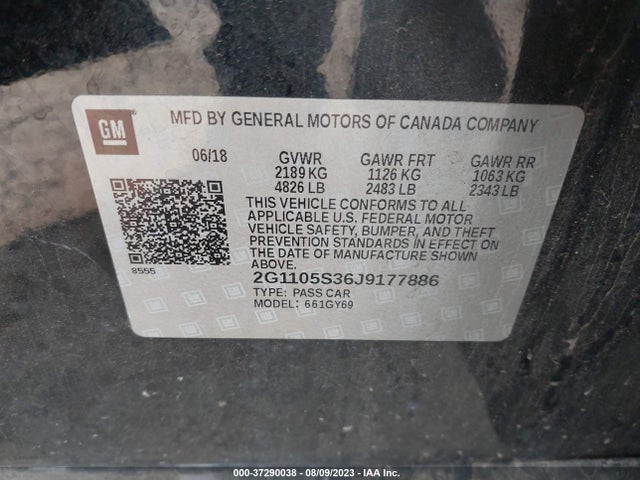 Chevrolet IMPALA LT 2018 2G1105S36J9177886 Image 9