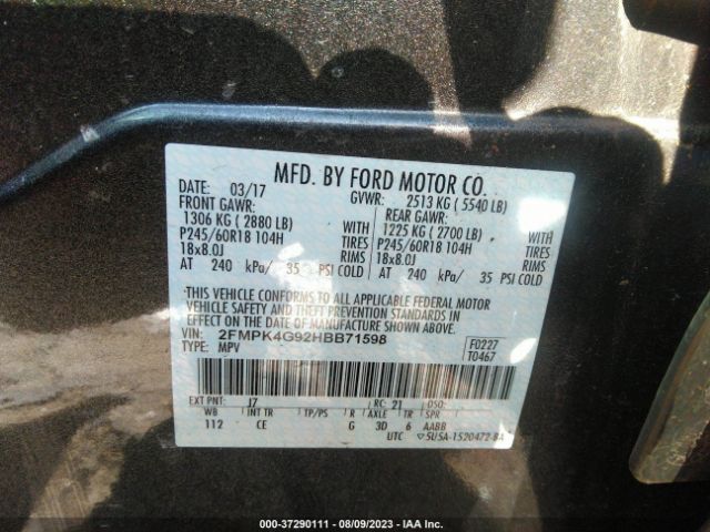 2FMPK4G92HBB71598 Ford EDGE SE