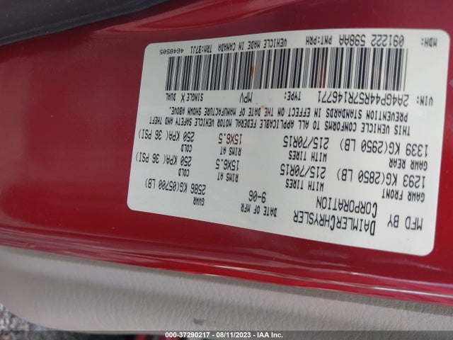 2007 CHRYSLER TOWN & COUNTRY LWB LX VIN: 2A4GP44R57R146771