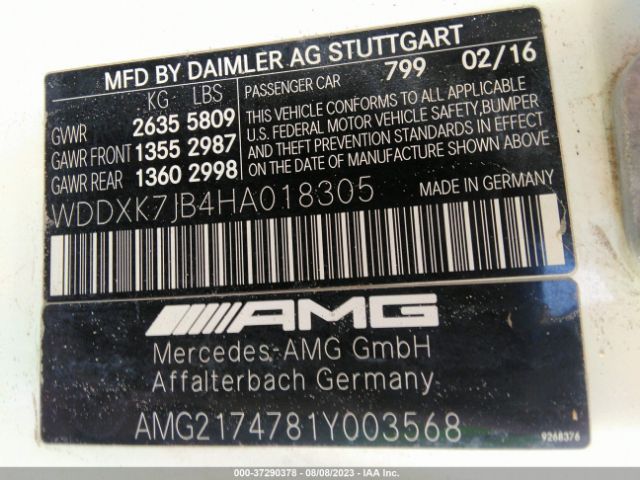 WDDXK7JB4HA018305 Mercedes-Benz S-class Amg S 63