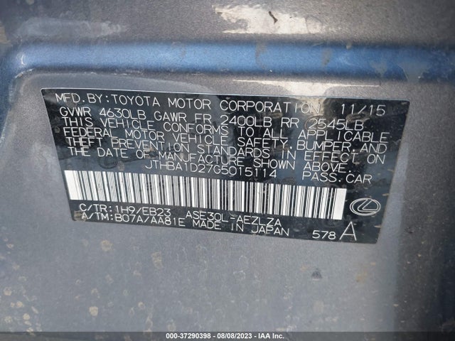 JTHBA1D27G5015114 Lexus IS 200T