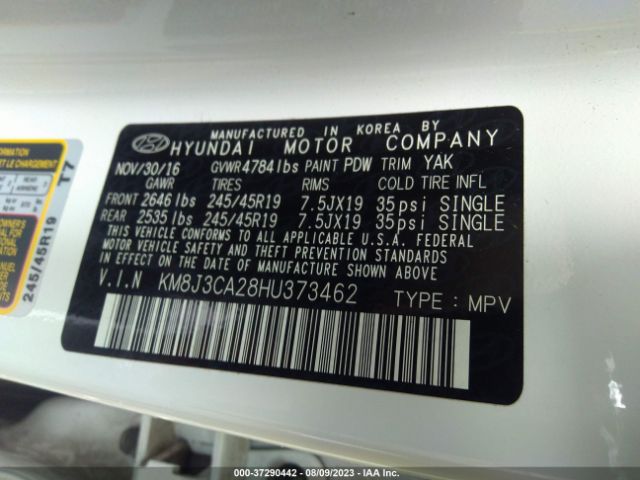 KM8J3CA28HU373462 Hyundai Tucson Sport