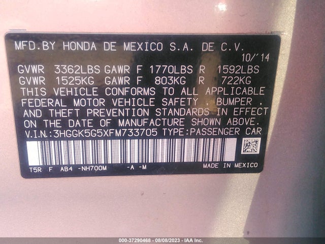 Honda FIT LX 2015 3HGGK5G5XFM733705 Image 10