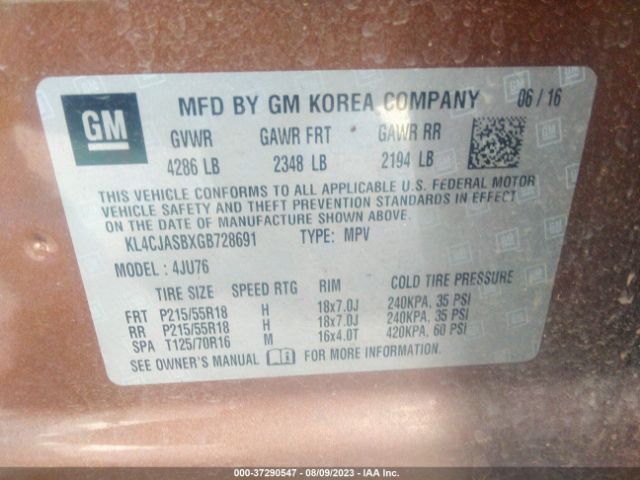 KL4CJASBXGB728691 Buick Encore