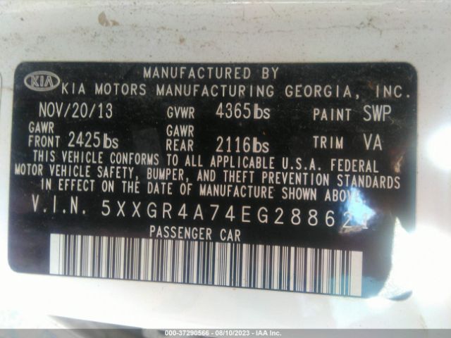 5XXGR4A74EG288621 KIA OPTIMA SX