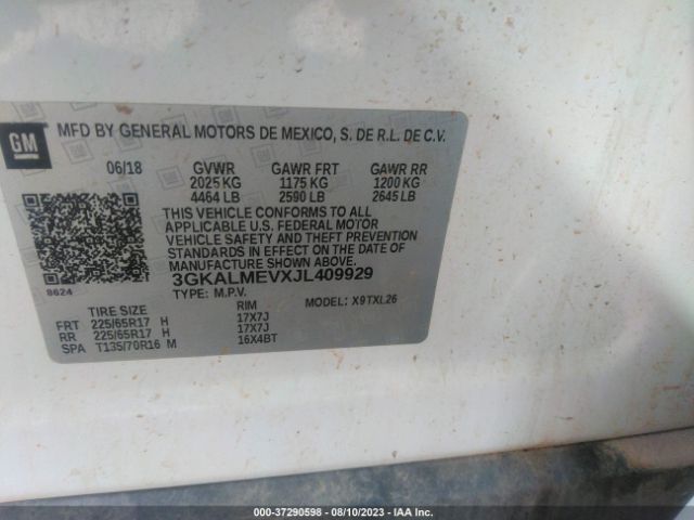 3GKALMEVXJL409929 GMC Terrain Sle