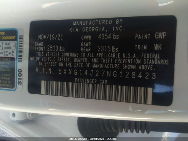 5XXG14J27NG128423 KIA K5 LXS