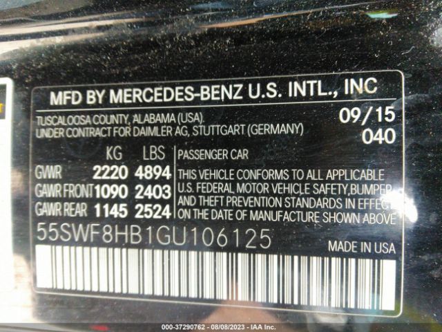 55SWF8HB1GU106125 Mercedes-Benz C-class Amg C 63 S