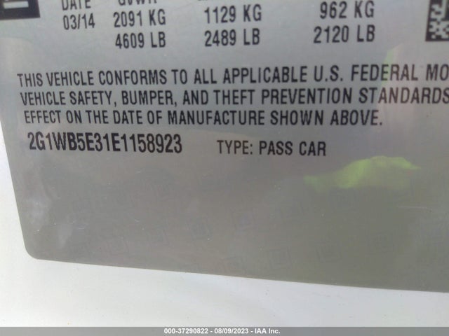 Chevrolet Impala Limited Lt 2014 2G1WB5E31E1158923 Image 9