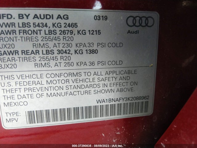 WA1BNAFY3K2088962 Audi Q5 Premium Plus