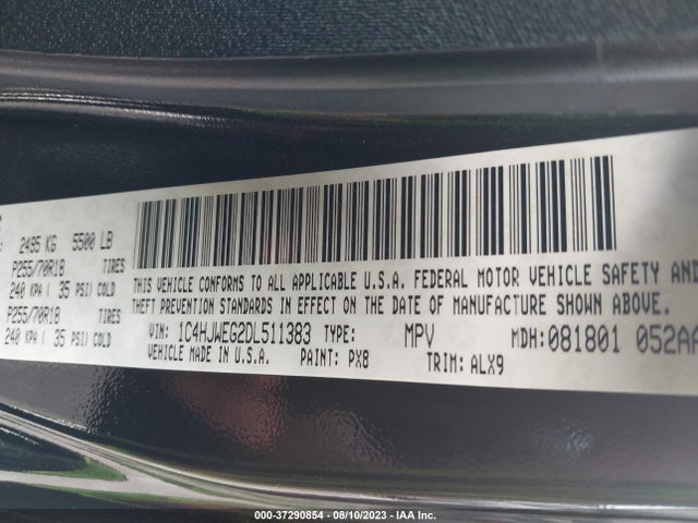 2013 JEEP WRANGLER UNLIMITED SAHARA VIN: 1C4HJWEG2DL511383