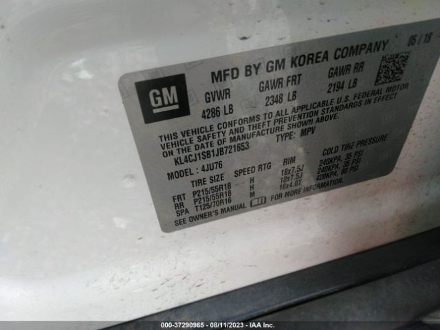 KL4CJ1SB1JB721653 Buick Encore Sport Touring