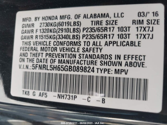 Honda Odyssey Ex-l 2016 5FNRL5H65GB089824 Image 14