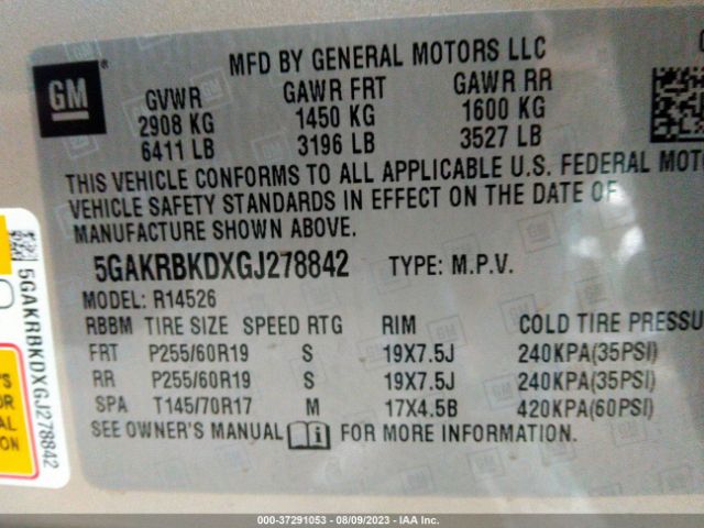 5GAKRBKDXGJ278842 Buick Enclave Leather