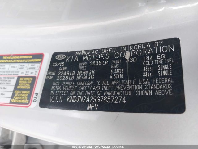 KNDJN2A29G7857274 KIA Soul Base