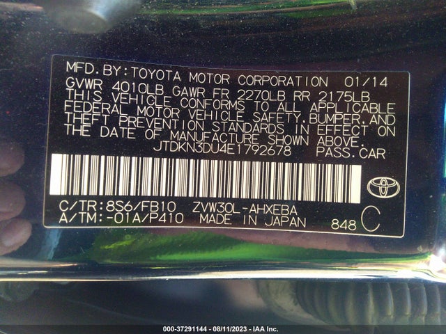 Toyota Prius Four/five/three/one/two 2014 JTDKN3DU4E1792678 Image 9