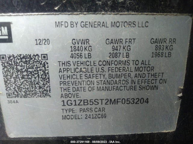 Chevrolet MALIBU LS 2021 1G1ZB5ST2MF053204 Image 9