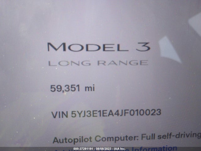 2018 Tesla 3, VIN: 5YJ3E1EA4JF010023